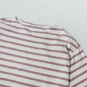 未使用 2023SS ネストローブ nest Robe BASIC カベ撚りボーダービッグTシャツ 1/ピンク トップス カットソー シャツ 【2400013679961】