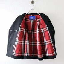 美品 バーバリーブルーレーベル BURBERRY BLUE LABEL ウールPコート 36/ブラック メルトン 裏地ノバチェック 金ボタン【2400013674461】_画像7