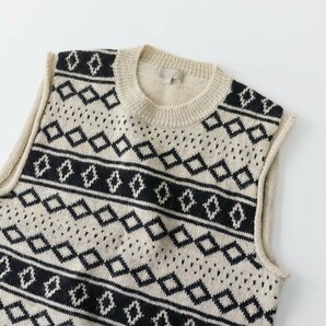 メンズ マーガレットハウエル MARGARET HOWELL ウール FAIRISLE SLIPOVER フェアアイルニットベスト M/ベージュ【2400013678902】の画像1