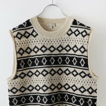 メンズ マーガレットハウエル MARGARET HOWELL ウール FAIRISLE SLIPOVER フェアアイルニットベスト M/ベージュ【2400013678902】_画像4