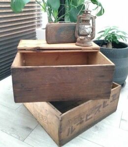 昭和レトロ 古民具 古民家 木箱 ウッドボックス 道具箱 アンティーク 木製 道具入れ 古道具　エビスビール木箱　ビンテージ　