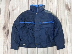 12．GORETEX 90s エディーバウアー 黒タグ ゴアテックス サンフェード ナイロンダウンジャケット パファ―ブルゾン メンズL 紺 408