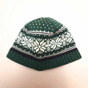  tag equipped baby & Kids head .52cm[JANIE&JACKja knee and Jack ] green fea i-ll pattern knitted cap cotton knit cap 