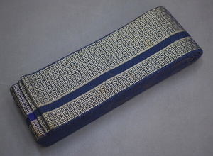 A30-13 prompt decision secondhand goods silk men's man's obi navy blue net eyes (.. packet 260 jpy )