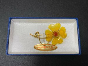 未使用品 ！ 長崎 イケザキ ブローチ べっ甲 花 ファッション小物 アクセサリー スカーフ留め お洒落 ☆ちょこオク☆ 佐川80サイズ