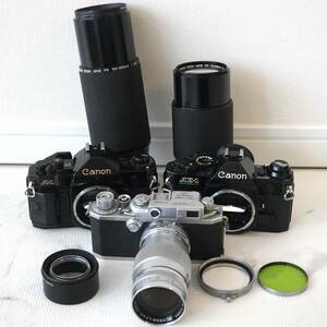 Canon AE-1 Program Black, A-1, Model IV Sb, 135mm F3.5 Leica L39 LTM, New FD 70-210mm F4, New FD 100-300mm F5.6