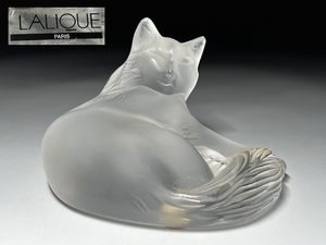 【瑞】 LALIQUE ラリック クリスタル　猫置物　