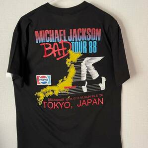 貴重！VINTAGE 80s Michael Jacksonマイケルジャクソン BAD WORLD TOUR 1988 Tシャツ 黒 Madonna hip hop WU TANG NWA 2PAC snoop MOTOWNの画像2