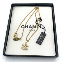 1円～ 未使用 CHANEL シャネル ココマーク ラインストーン ネックレス ペンダント ヴィンテージ アクセサリー ゴールド 箱付_画像8