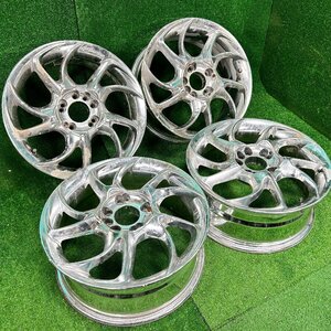 17×7j 5h マルチ ＋40 114.3 EMC MEISTER メッキ アルミ ホイール 17 インチ in 5穴 pcd 4本 菅17-147