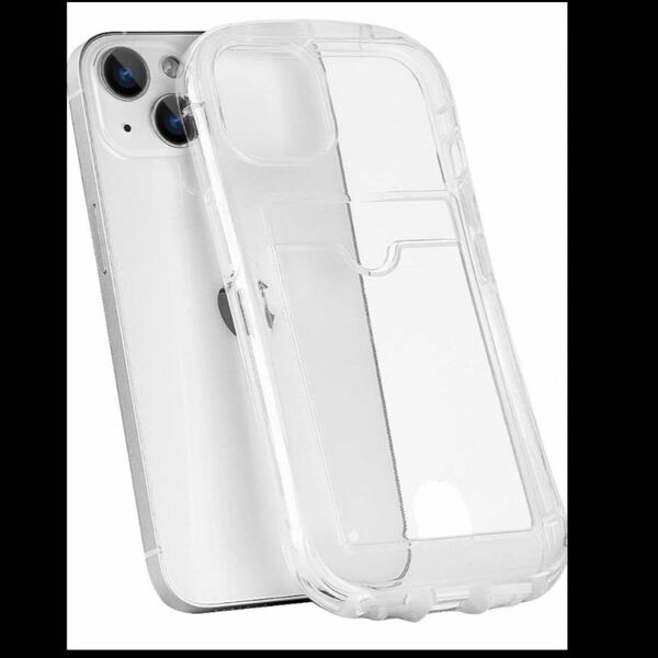 新品【iPhone13 ケース】全透明 カード収納 クリア 背面収納 レンズ保護