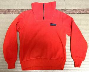 希少 VINTAGE PATAGONIA パタゴニア 80s デカタグ ハーフZIP プルオーバー フリース ジャケット レッド フリーススウェット old アウトドア