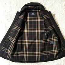 極美品/希少XL!! バーバリーロンドン《幻の逸品》BURBERRY LONDON ダッフルコート ロング丈 2way タータンチェック ダークブラウン 高級◎_画像5