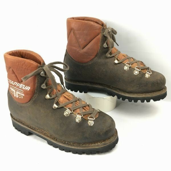 80s-90sビンテージ★TRAPPEUR/トラッパー　登山　本革トレッキングブーツ　サイズ6　24.5程度　ダークブラウン　Vintage/boots 管No.WZG139