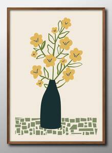14429■送料無料!!アートポスター　絵画　A3サイズ『ボタニカル　フラワー　花　花瓶』イラスト　北欧　マット紙