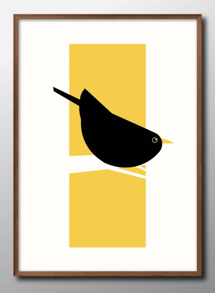 14443■Free shipping!! Art poster painting A3 size Bird Bird Modern Design illustration Nordic matte paper, Housing, interior, others