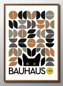 Art hand Auction 14451■Free Shipping!!Art Poster Painting A3 Size Bauhaus x Myauhaus Cat Cat Illustration Scandinavian Matte Paper, residence, interior, others