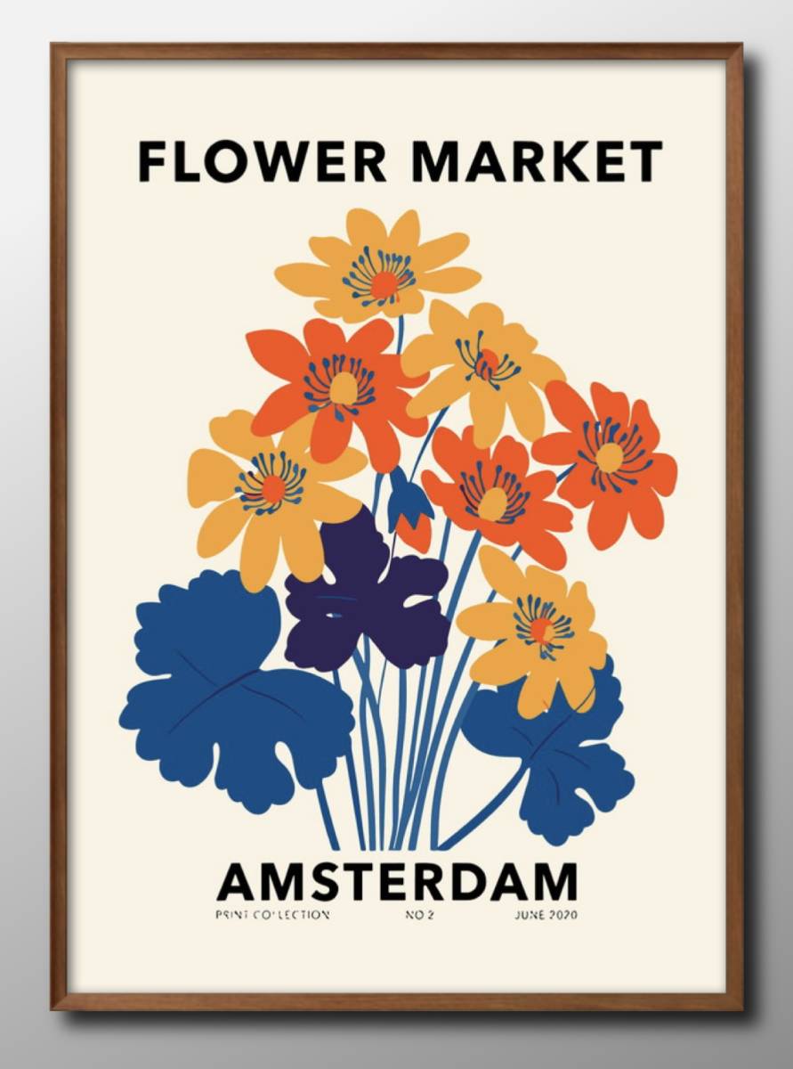14425■Free shipping!! Art poster painting A3 size Flower Market Flowers illustration Nordic matte paper, Housing, interior, others