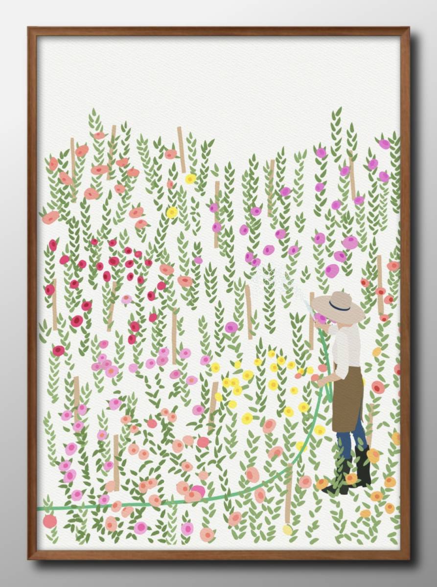 14295 ■ Free shipping!! Art poster painting A3 size Gardening Flower illustration Nordic matte paper, Housing, interior, others