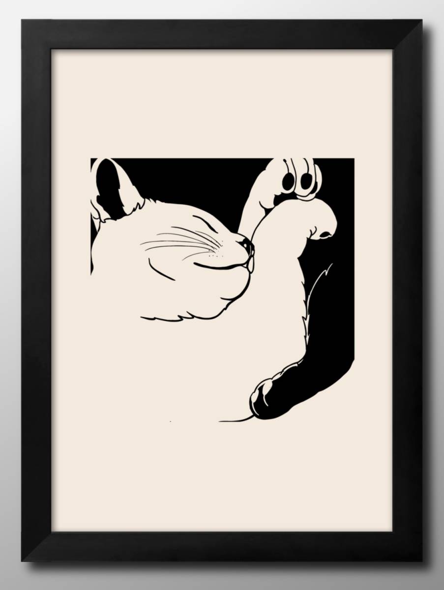 14457■Free shipping!!Art poster painting A3 size Cat in a dream illustration Scandinavian matte paper, residence, interior, others