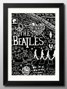 14453■送料無料!!アートポスター　絵画　A3サイズ『ビートルズ　落書きアート　Beatles』イラスト　北欧　マット紙