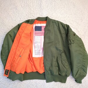 ALPHA INDUSTRIES MA-1 フライトジャケット BLOOD CHIT メンズ 中綿 ミリタリー ブルゾン リバーシブル 星条旗 大きいサイズ XXL