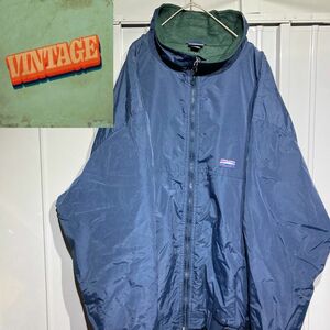 【90s★vintage】white sierra ナイロンワークジャケットスイングトップウォームアップus古着 ネイビー XXL