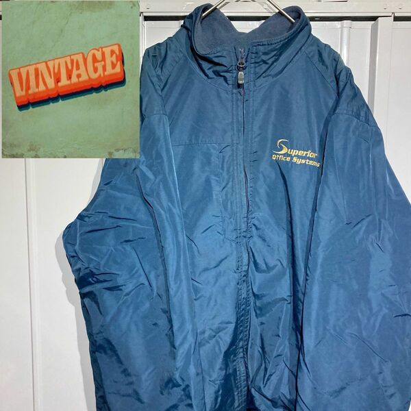 【vintage】PortAuthority challenger jacket ナイロンワークジャケット 企業ロゴ ネイビー L