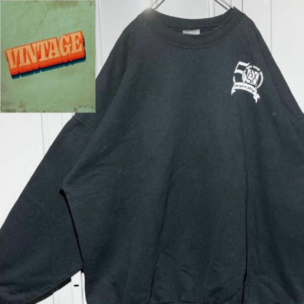 【90s★vintage】PORT and COMPANY 長袖スウェットトレーナー サッカー usa製us古着 ブラック 3XL