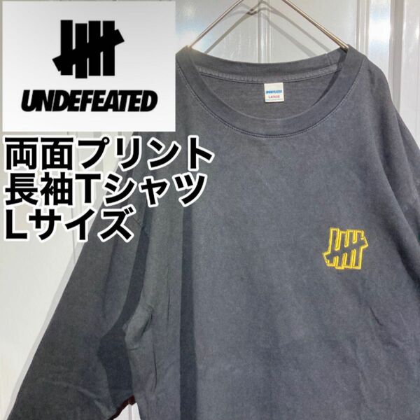 【人気古着】UNDEFEATED アンディフィーテッド ロングスリーブ長袖tシャツ ワンポイン ビッグロゴ プリント ブラック L