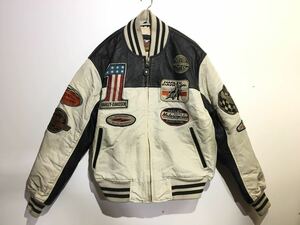 33-8 HARLEY DAVIDSON ハーレーダビッドソン ナイロン レザー 中綿 ジャケット L