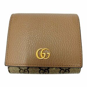 GUCCI グッチ 598587・493075 キャンバス GGマーモント 三つ折り財布 レディース ベージュ 214313 三つ折り財布