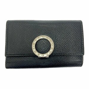 【1円スタート】BVLGARI ブルガリ 30422 ブルガリブルガリ リング型ロゴクリップ レザー ブラック 6連 キーケース 221263