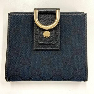 【1円スタート】【箱付き】GUCCI グッチ 14141・4276 Wホック GGキャンバス ブラック 二つ折り 財布 221423