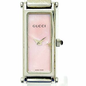 【1円スタート】【訳あり品】GUCCI グッチ 1500L SS ピンクシェル文字盤 クオーツ レディース腕時計 225613