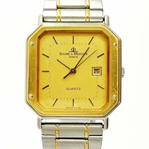 【1円スタート】Baume & Mercier ボーム＆メルシェ 4226.038 スクエア GP×SS ゴールド文字盤 クオーツ ボーイズ腕時計 ジャンク 221921_画像1