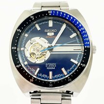 【1円スタート】SEIKO セイコー 4R38-01K0 5スポーツ 裏スケ SS ネイビー文字盤 自動巻き メンズ腕時計 225396_画像1