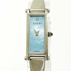 【1円スタート】【訳あり品】GUCCI グッチ 1500L SS ブルーシェル文字盤 クオーツ レディース腕時計 221922