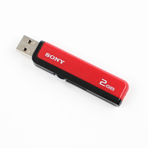 2GB SONY ソニー POCKETBIT スライド方式USBメモリー USB 2.0対応 フォーマット済み レッド/ブラック