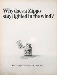 Zippo ジッポ オイルライター 広告 1960年代 欧米 雑誌広告 ビンテージ アドバタイジング ポスター風 インテリア 額装用 LIFE アメリカ