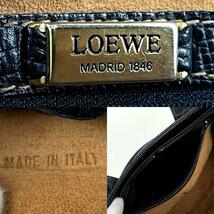 美品●LOEWE ロエベ トートバッグ アナグラム ロゴ型押し 肩掛け ゴールド金具 シボ革 ステッチ レザー 黒 ブラック 男女兼用 フォーマル_画像8