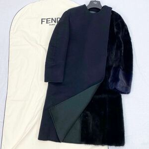 超希少 最高級 FENDI フェンディ 毛皮 ミンク×カシミヤ100% ロングコート イタリア製 38サイズ 国内正規品 レディース c714