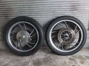 XJ550 純正 当時物 ホイール 前後セット アクスル類付き 4V8 YAMAHA 絶版旧車 検/XJ400 XJ400D XJ650 XJ750 RZ250 RZ350 SR400 XJR400 貴重