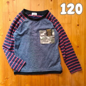 120 DRKO American Casual manner la gran sleeve. long sleeve T shirt tops border long T border cut and sewn 