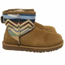 【美品】UGG×PENDLETON CLASSIC MINI アグ×ペンドルトン ボア ムートンブーツ レディース22㎝ ブラウンスエード ネイティブ柄 レアコラボ_画像3