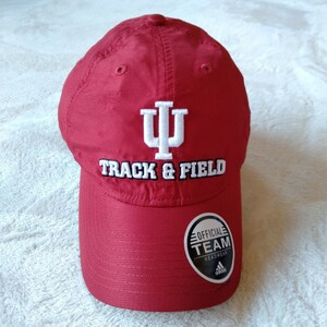 か055 レア 新品 インディアナ大学 メディカルチーム スタッフ ユニフォーム アディダス 赤 キャップ 帽子