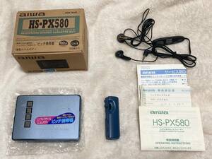 【送料無料】ジャンク美品即決 aiwa アイワ カセットプレーヤー ピッチ携帯番 HS-PX580★ブルー/通電確認のみ