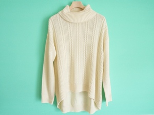 AG by Aqua Girl cable ta-toru neck knitted 38 white cb1e-ji-