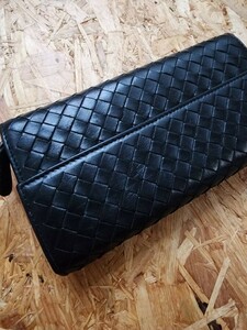 美品　ボッテガヴェネタ BOTTEGA VENETA イントレチャート 長財布 2つ折り ブラウン 折り財布