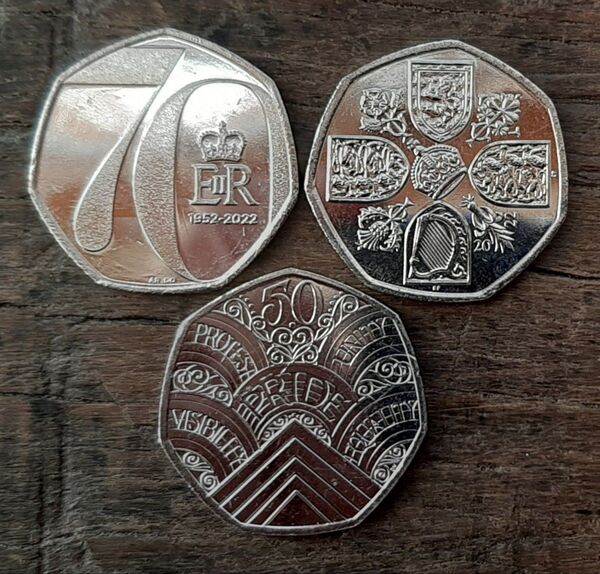 3種類 エリザベス女王 新デザイン イギリス 英国本物50ペンスコインイギリス 英国 コインNew Uncirculated
